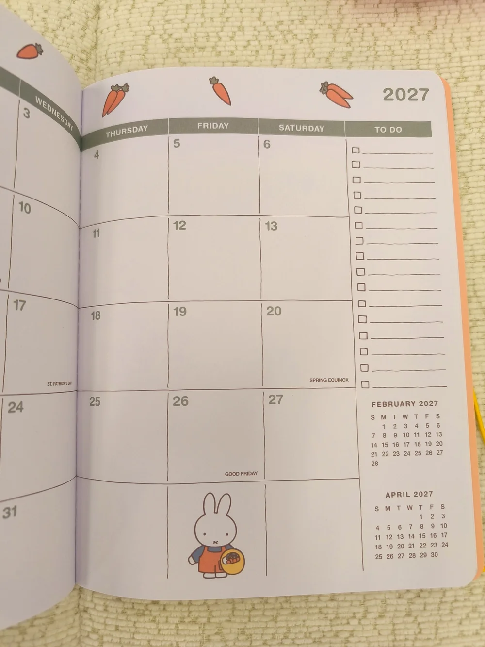 2027 Miffy Monthly Planner - Green Floral